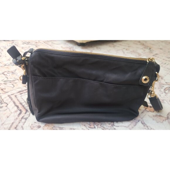 Henri Bendel Jetsetter Nylon Black & Gold Convertible Crossbody Bag - Picture 3 of 10